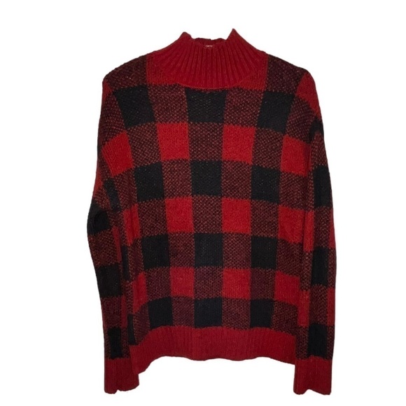 Buffalo Plaid Mock Neck Sweater - Picture 1 of 6